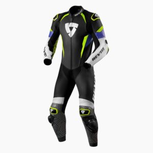 Revit Quantum Neon Black-White Motorbike Leather Suit