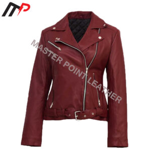 Red Leather Biker Jacket