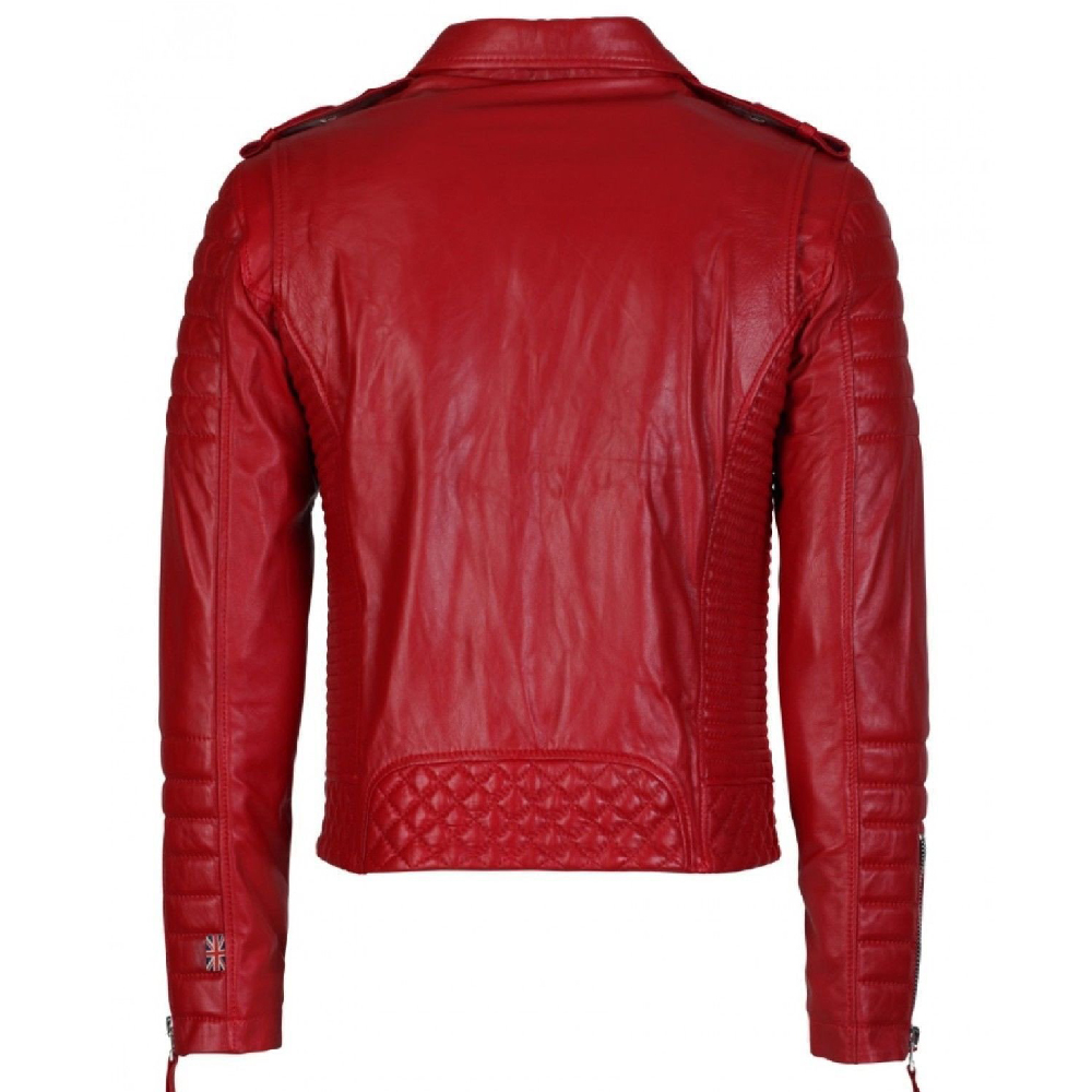 Red Quilted Leather Jacket