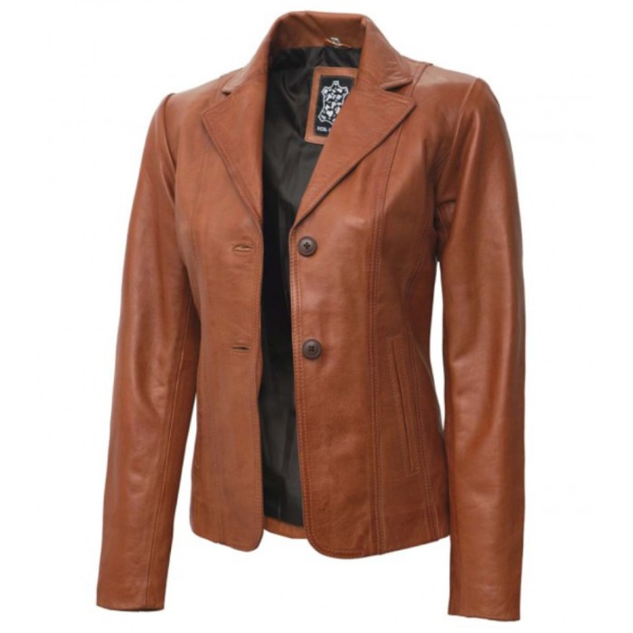 Brown Leather Blazer