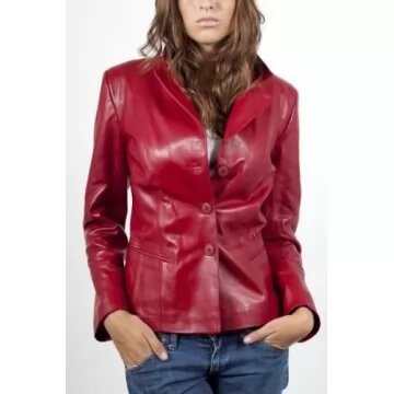 red leather blazer