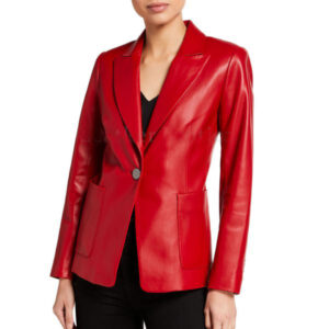 red leather blazer