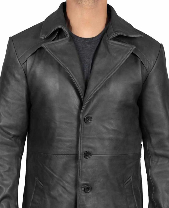 Black Leather Trench Coat