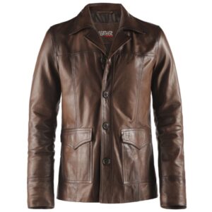 Brown Leather Trench Coat