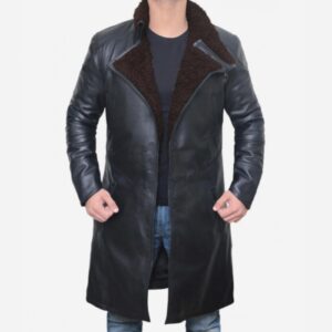 Black Trench Leather Coat