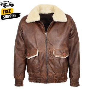 Men's Shearling Flight Leather Aviator Fur Jacket