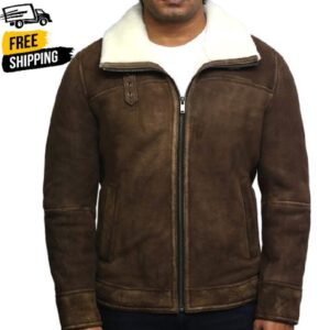 Men's Toronto Sheepskin Shearling Winter Vintage Brown Leather Jacket