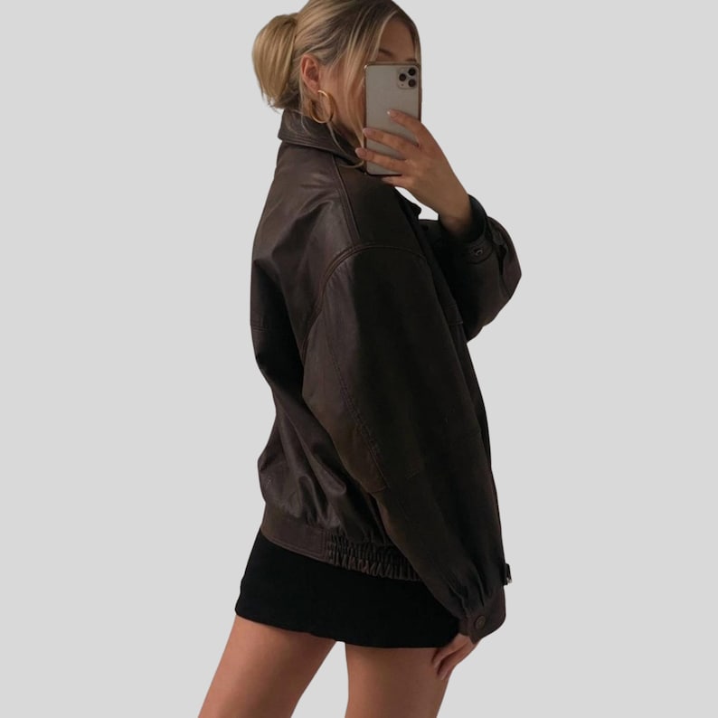 womens oversized leather jacket