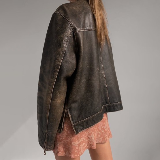 womens oversized leather jacket