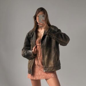 womens oversized leather jacket