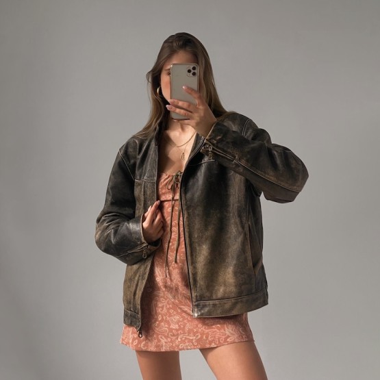 womens oversized leather jacket