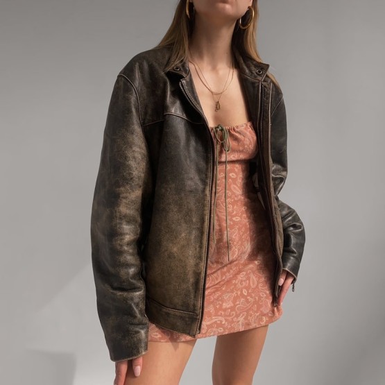 womens oversized leather jacket