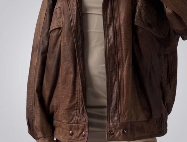 oversized brown leather jacket women