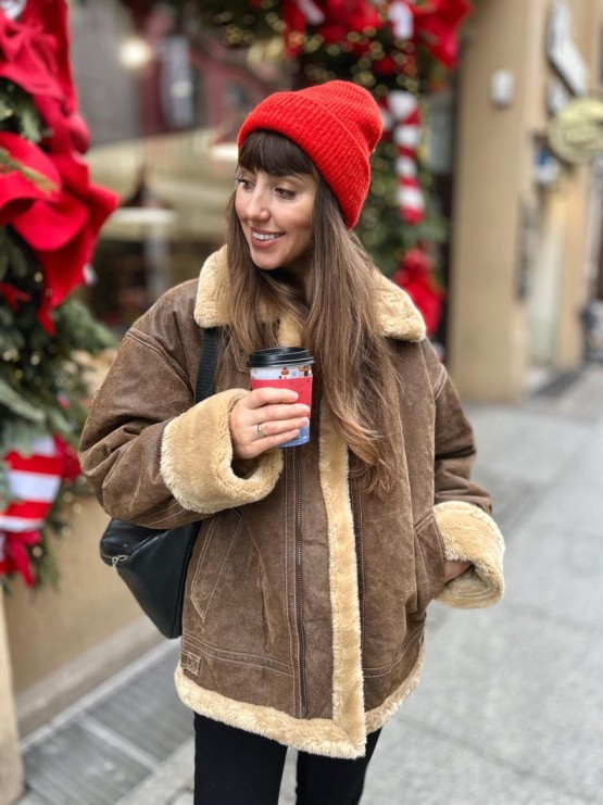 womens shearling aviator oversized leather jacket