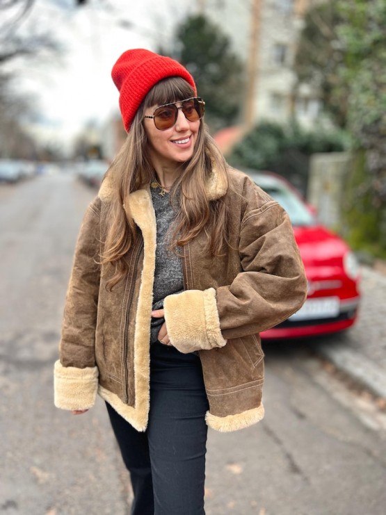 womens shearling aviator oversized leather jacket